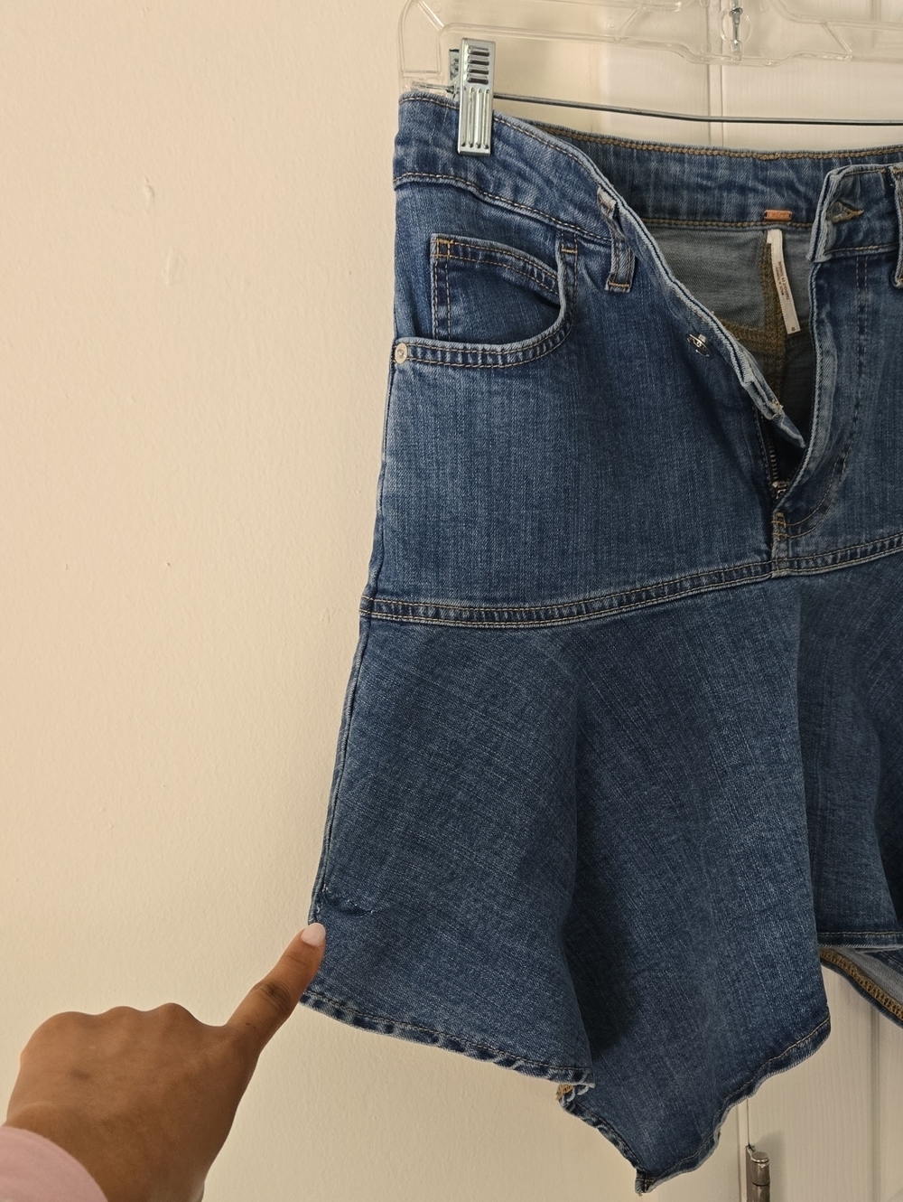 Free People Alara Midi Skirt Denim Jean Western Boho Asymmetrical Size 6 - Picture 14 of 15